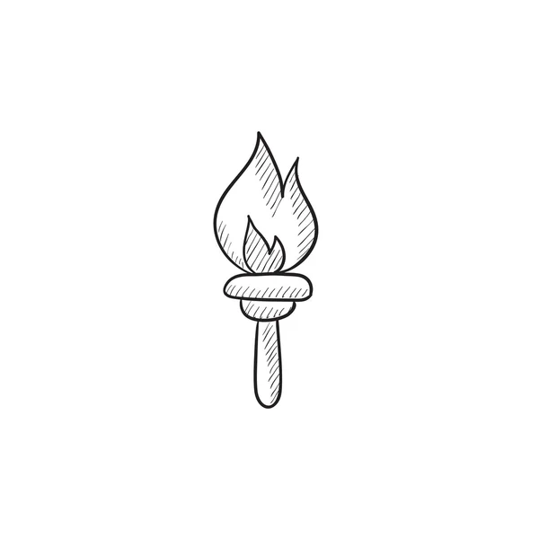 Icône de croquis de torche olympique brûlante . — Image vectorielle