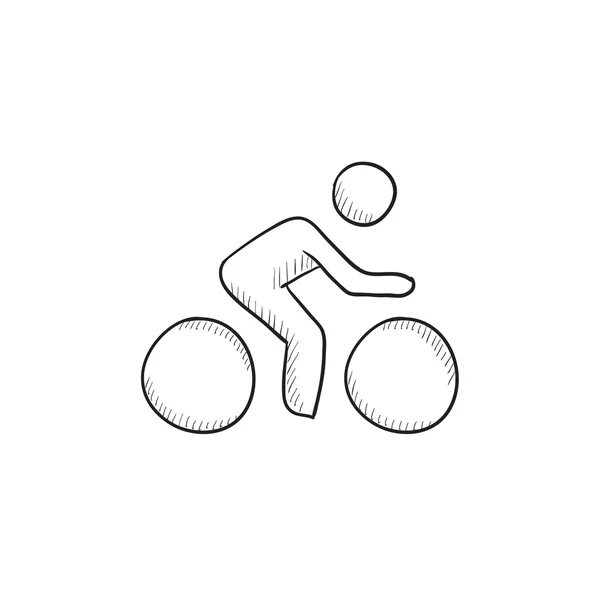 Hombre montar en bicicleta icono de boceto . — Archivo Imágenes Vectoriales