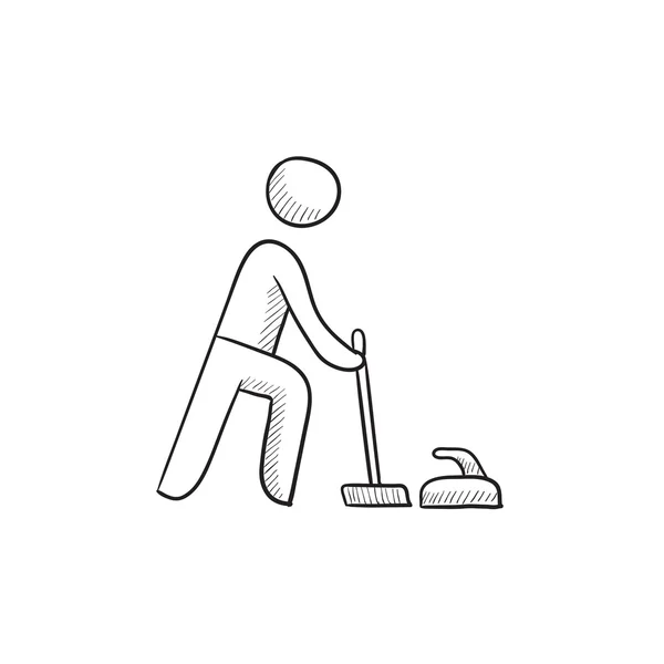 Icono de boceto de curling . — Vector de stock