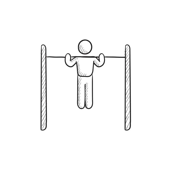 Gymnastka výkonu na baru skica ikony. — Stockový vektor