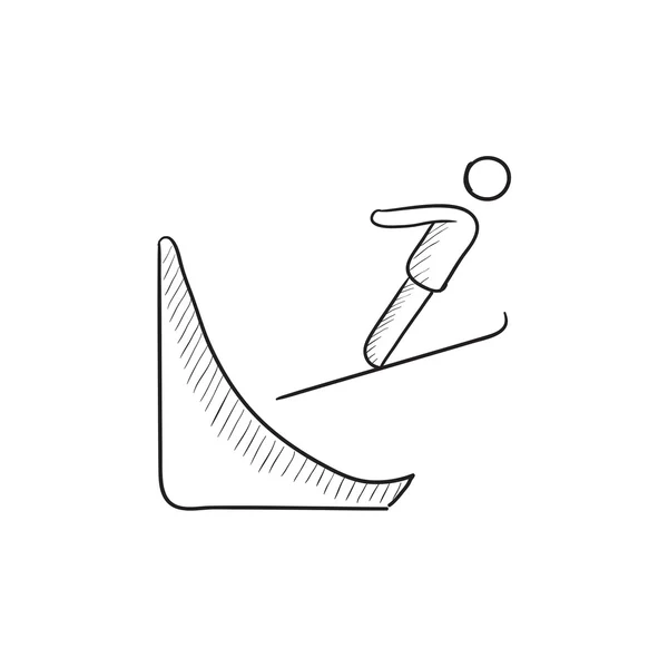 Esquí salto icono del boceto . — Archivo Imágenes Vectoriales