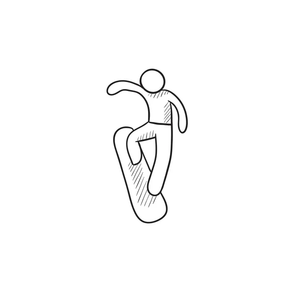 Hombre snowboard bosquejo icono . — Vector de stock