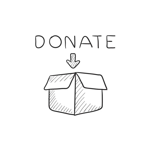 Donation box skiss ikon. — Stock vektor