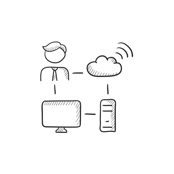 Ícone de esboço de computação em nuvem . —  Vetores de Stock