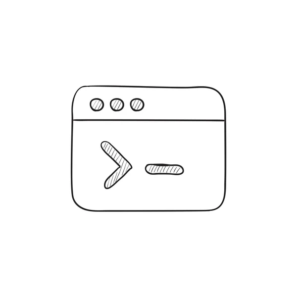 Ventana del navegador con icono de boceto de línea de comandos . — Vector de stock