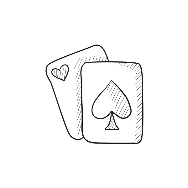 Jogando cartas ícone esboço . —  Vetores de Stock