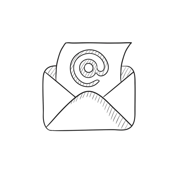 Sobre de correo electrónico con icono de boceto de hoja de papel . — Vector de stock