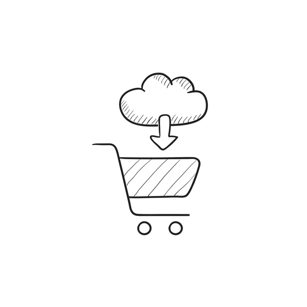 Icono de boceto de compras online . — Vector de stock