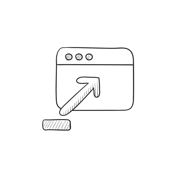 Browserfenster mit Hochladezeichen-Skizzensymbol. — Stockvektor