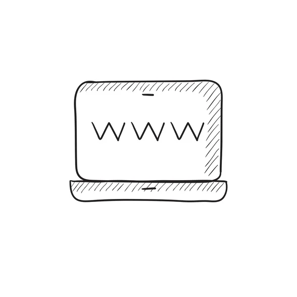 Site no ícone do esboço da tela do laptop . —  Vetores de Stock
