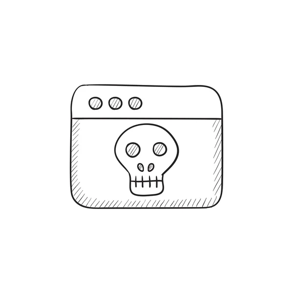 Ventana del navegador con el icono del sketch del cráneo . — Archivo Imágenes Vectoriales