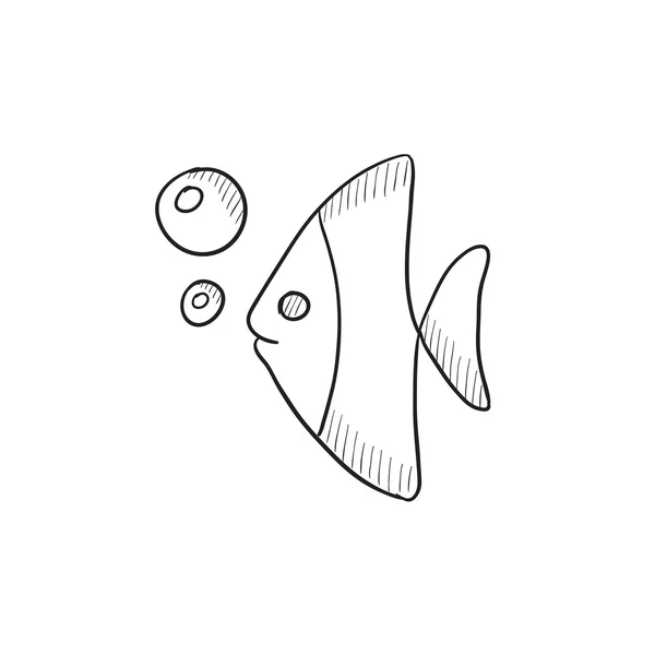 Fish under water sketch icon. — Stock Vector