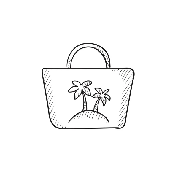 Beach bag sketch icon. — Stock Vector