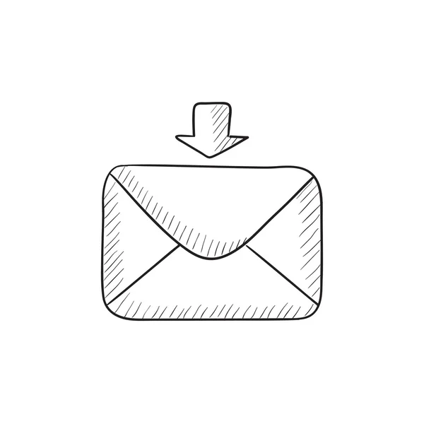 Icono de boceto de correo electrónico entrante . — Vector de stock