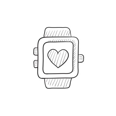 Smartwatch kalp işareti kroki simgesi ile.