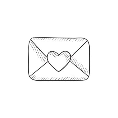 Kalp kroki simgesi olan zarf.