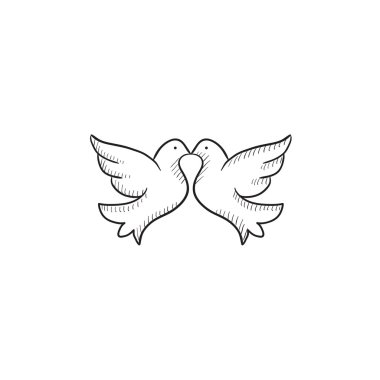 Düğün güvercinler simgesi kroki.