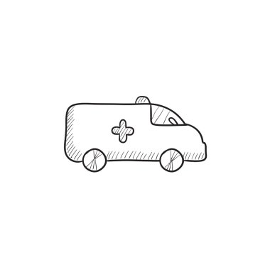 Ambulans araba kroki simgesi.