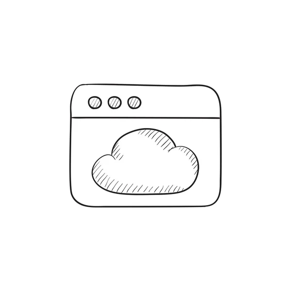 Okno przeglądarki z ikona chmury szkicu. — Wektor stockowy