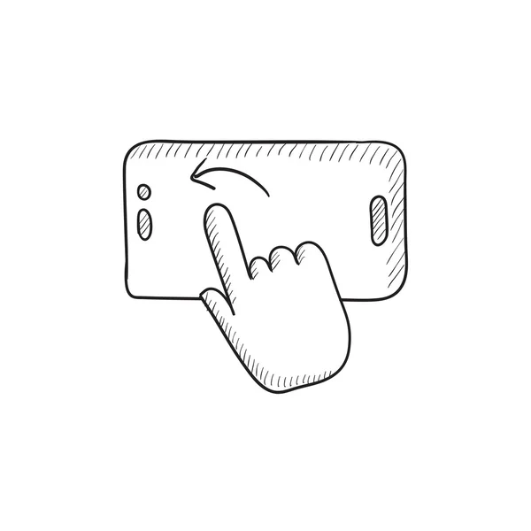 stock vector Finger touching smartphone sketch icon.