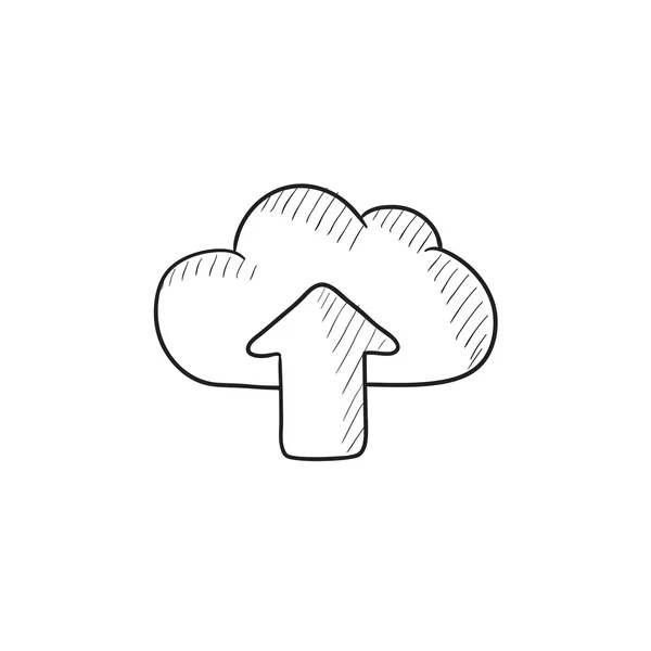 Nuvola con freccia sull'icona schizzo . — Vettoriale Stock
