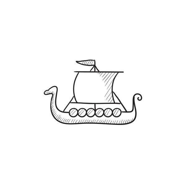 Oude schip schets pictogram. — Stockvector