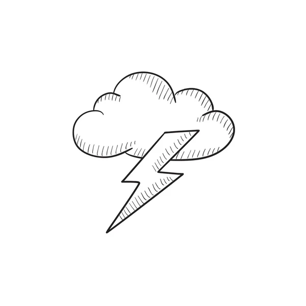 Molnet och lightning bolt skiss ikon. — Stock vektor