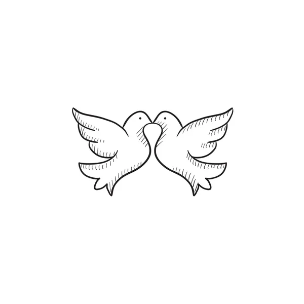 Icône de croquis de colombes de mariage . — Image vectorielle