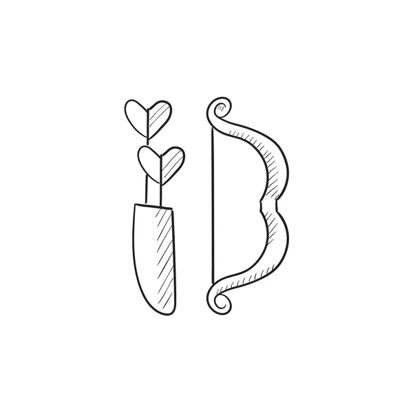 Bow and arrows sketch icon.