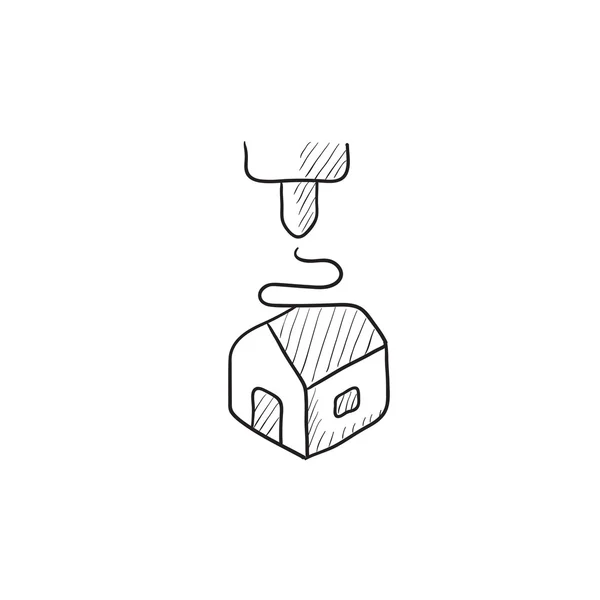 Árbol D icono de boceto de impresión . — Vector de stock