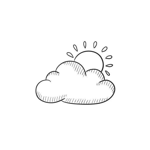 Sun with cloud sketch icon. — Stock Vector