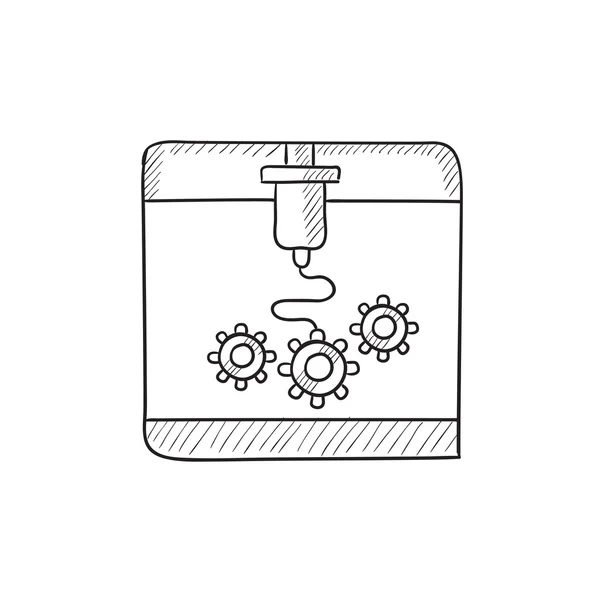 Boom D afdrukken schets pictogram. — Stockvector