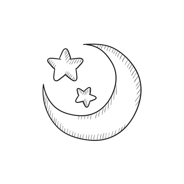 Icono de dibujo de luna y estrellas . — Vector de stock