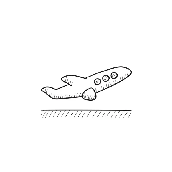 Plano despegando icono de boceto . — Vector de stock