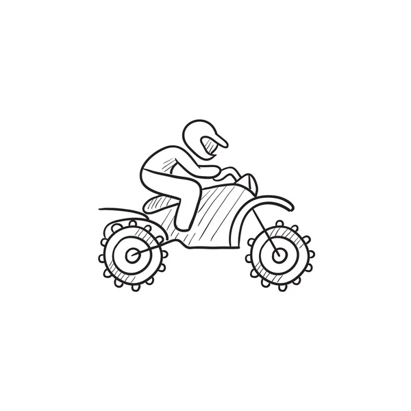 Man paardrijden motocross bike schets pictogram. — Stockvector