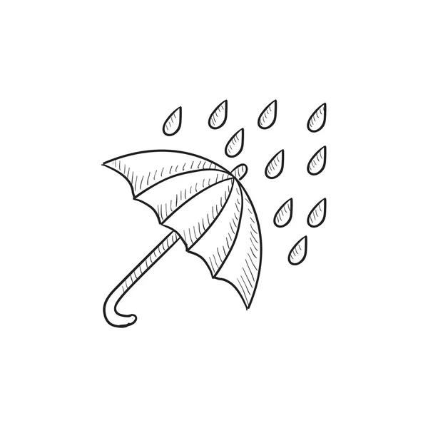 Icona schizzo pioggia e ombrello . — Vettoriale Stock