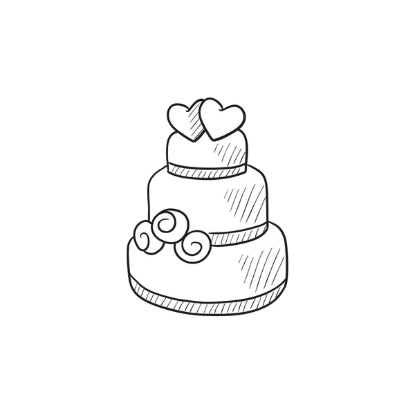 Γαμήλια τούρτα σκίτσο εικονίδιο. — Διανυσματικό Αρχείο