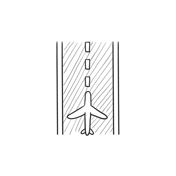 Luchthaven start-en landingsbaan schets pictogram. — Stockvector
