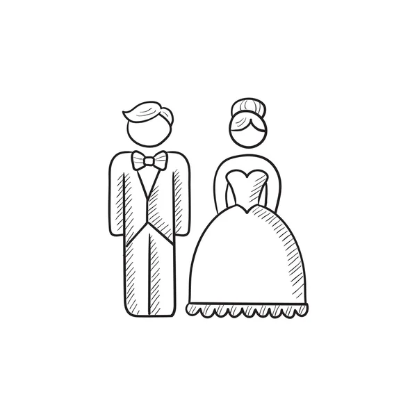 Brautpaar skizziert Ikone. — Stockvektor