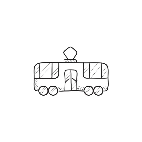 Pictogram van de schets van de tram. — Stockvector