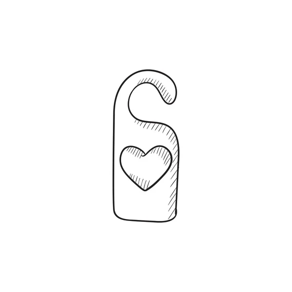 Étiquette de porte avec icône de croquis coeur . — Image vectorielle