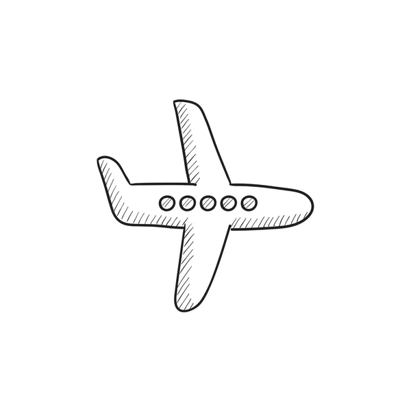 Flying airplane sketch icon. — Stock Vector