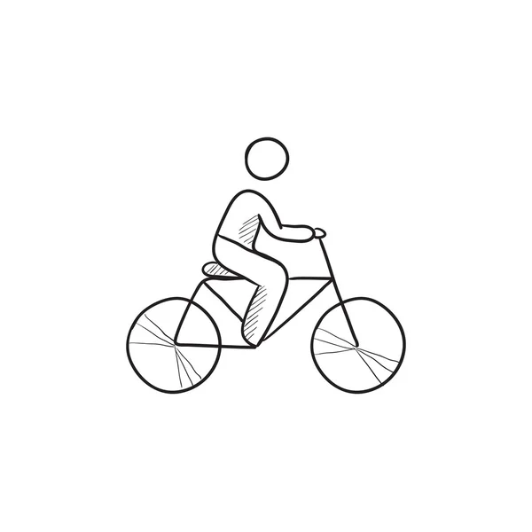 Man rijden fiets schets pictogram. — Stockvector