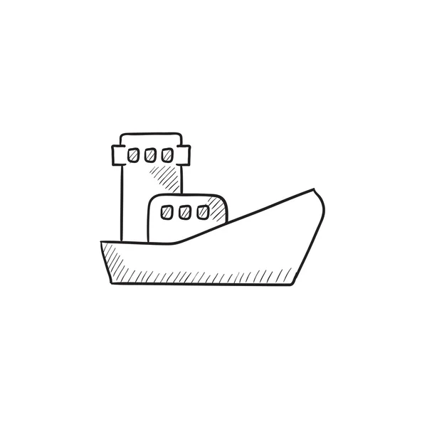 Nákladní kontejnerová loď skica ikony. — Stockový vektor