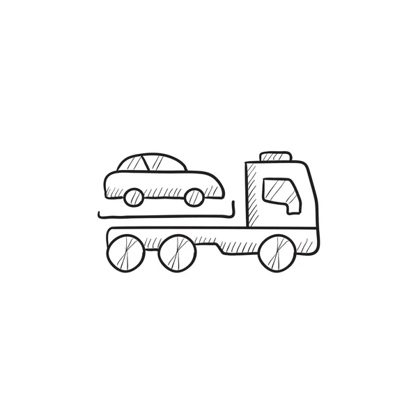 Autós vontatás teherautó vázlat ikon. — Stock Vector