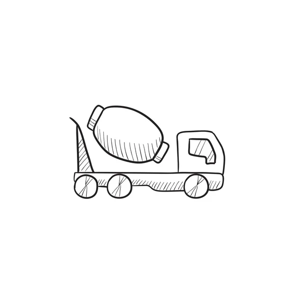 Betoneira ícone esboço caminhão misturador . — Vetor de Stock