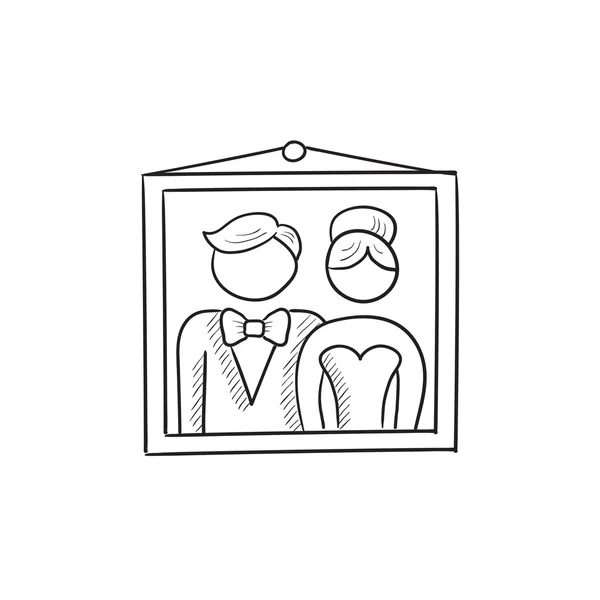 Ícone do esboço da foto do casamento . — Vetor de Stock