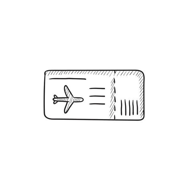 Icono de boceto de billete de avión . — Vector de stock