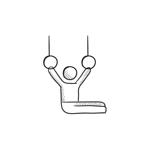 Gimnastyk ikonę szkicu pierścienie stacjonarne. — Wektor stockowy