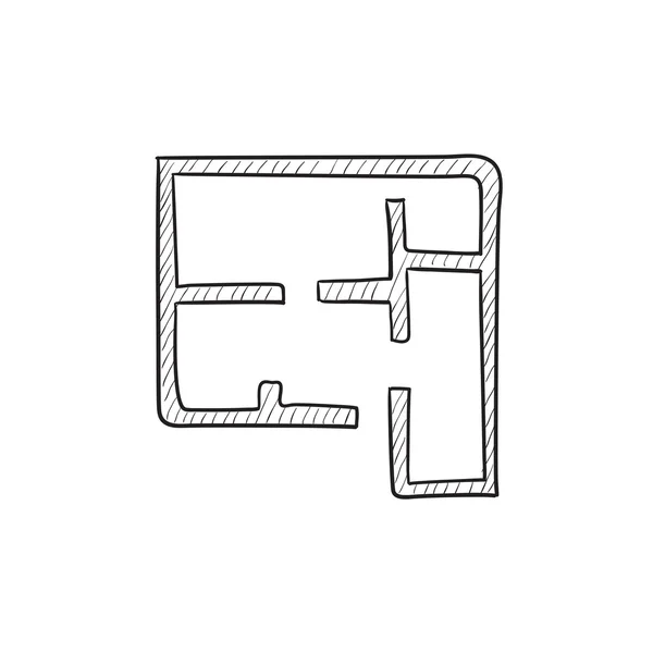 Mise en page de l'icône du croquis de la maison . — Image vectorielle